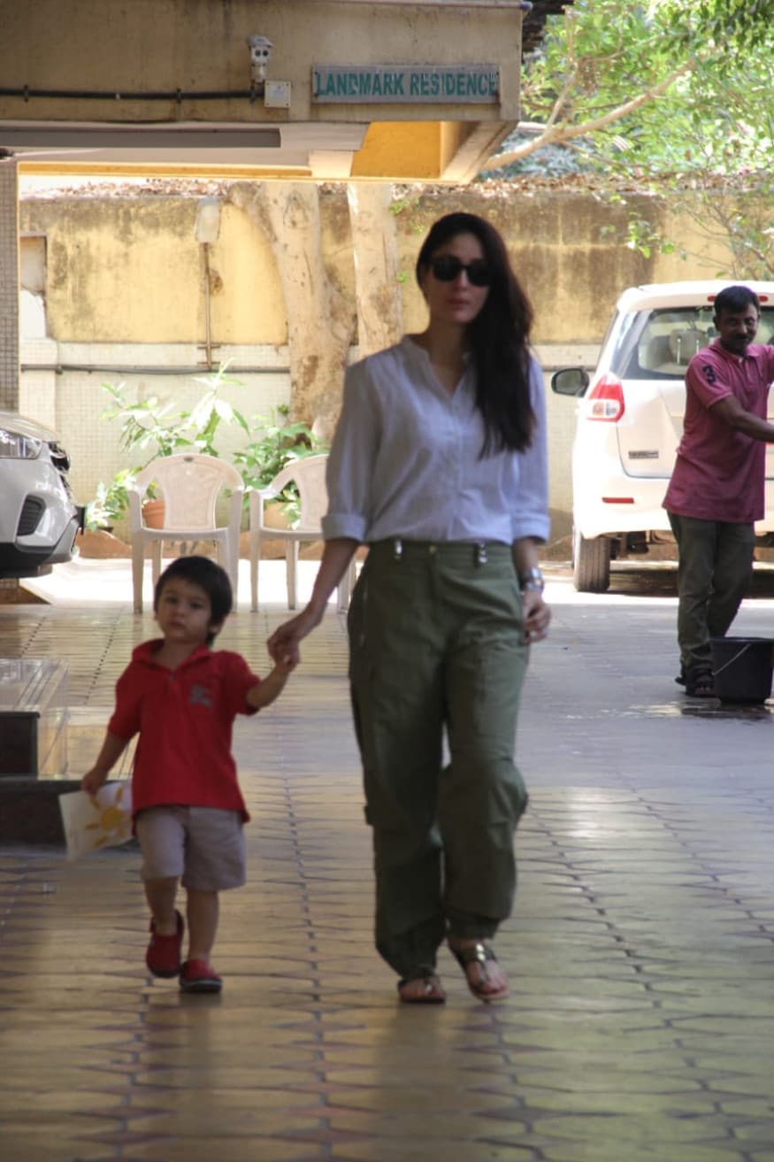 PICS: Taimur Accompanies Mom Kareena Kapoor to Polling Booth