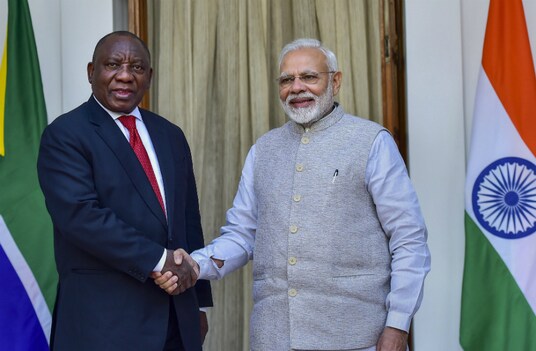 Prime Minister Narendra Modi greets South African President Cyril Ramaphosa (Photo: PTI) Prime Minister Narendra Modi greets South African President Cyril Ramaphosa (Photo: PTI)