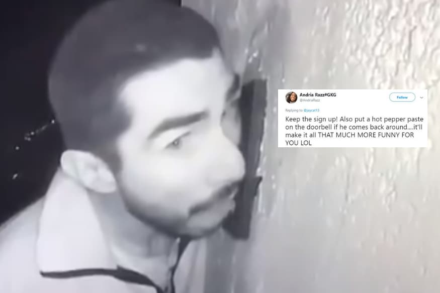 Bizarre Video of Man Licking a Stranger's Doorbell for
