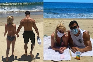Britney Spears Goes on Beach Date in Mask and Bikini; See Pics