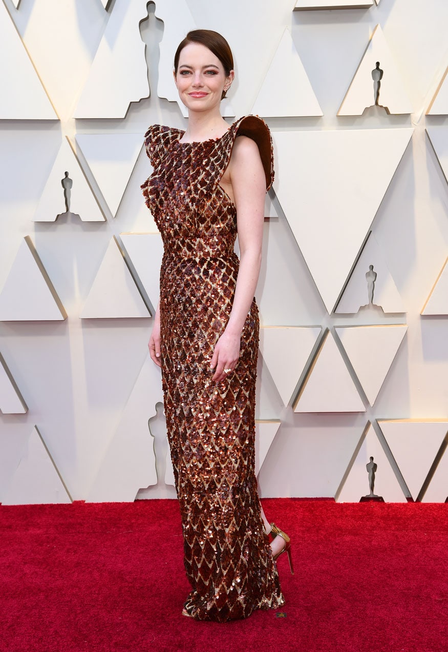   Emma Stone arrives at the Oscars 2019 at the Dolby Theater in Los Angeles. (Image: AP) 