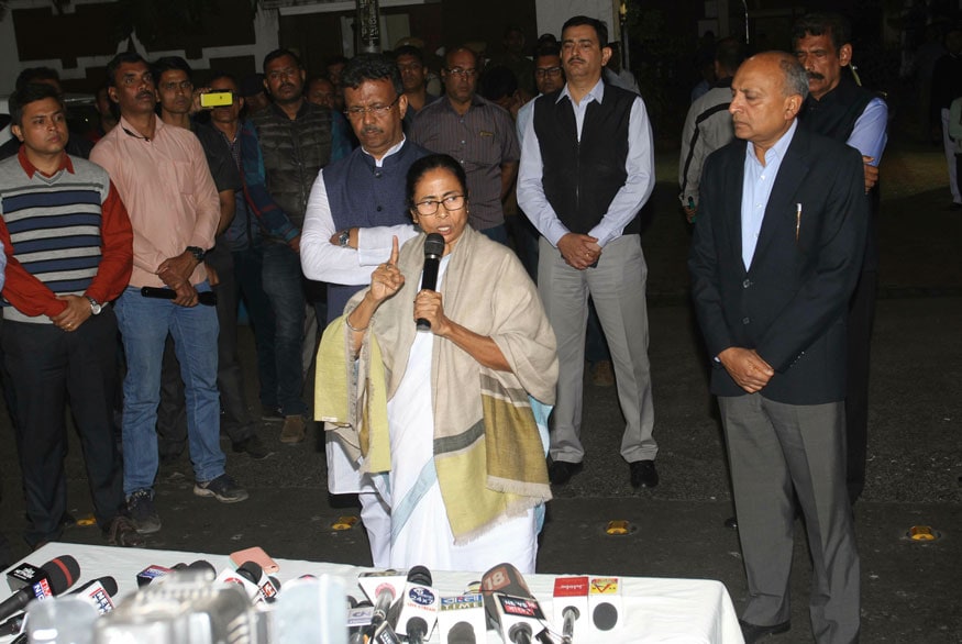 West Bengal Chief Minister Mamata Banerjee addresses the media following the face off between Kolkata police and Central Bureau of Investigation officials in Kolkata. (Image:AP)