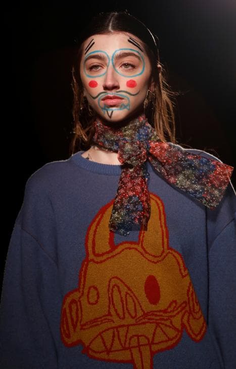 A model presents a creation by Alexandra Moura during the Milan Fashion Week in Milan, Italy, February 25, 2019. REUTERS/Alessandro Garofalo