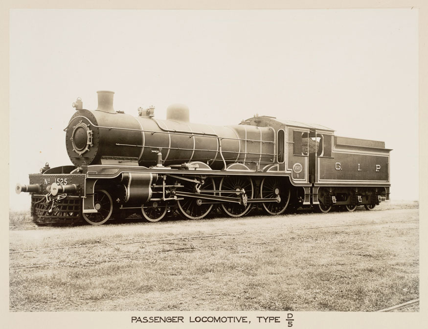D5 class 4-6-0 steam locomotive number 1525. This broad gauge (5'6') locomotive ran on the Great Indian Peninsula Railway. Most GIPR trains were hauled by steam traction at this time, although some of the busier lines were electrified in the 1920s and 1930s. The GIPR was opened in 1853, from Bombay to Thane. It expanded quickly and by 1870 stretched all the way across India to Calcutta. (Image: Getty Images)