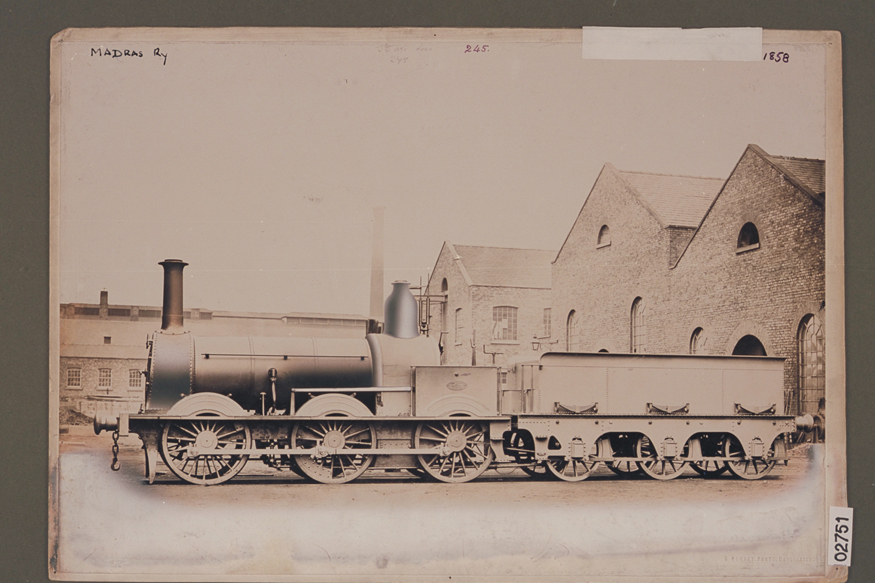 Works photograph of Madras Railway '0-6-0' locomotive, 1858, Order No 245 Left hand side elevation with tender. (Image: Getty Images)