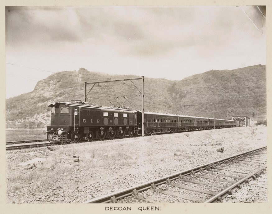 Deccan Queen, India. Passenger train pulled by an electric locomotive number 4004. This train, on the Great Indian Peninsula Railway, took passengers between Poona (Pune) and Bombay (Mumbai), a distance of 118 miles. The line was electrified in 1929 to provide a more efficient service. (Image: Getty Images)