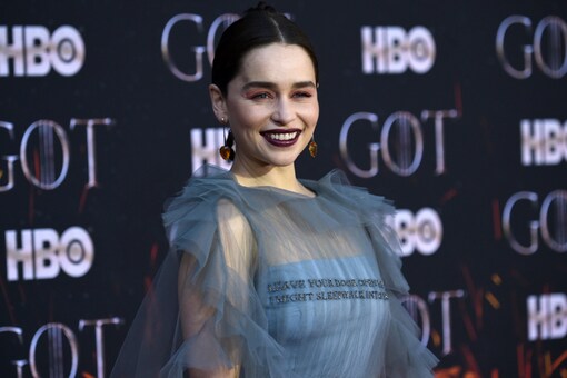 Emilia Clarke at the premiere of the final season of "Game of Thrones" in New York. (Image: AP)