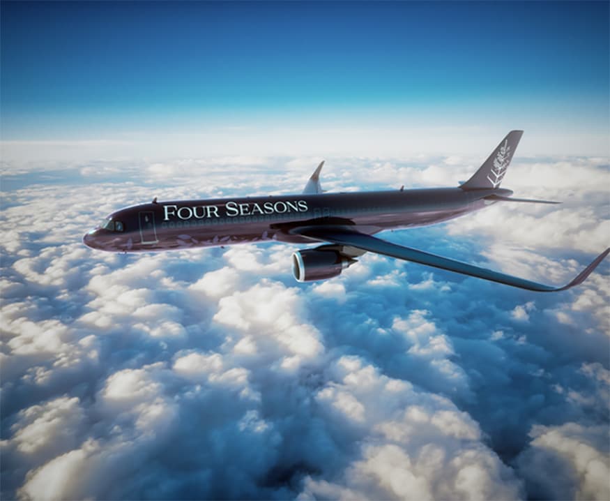 Here's a sneak peek into the Four Seasons Private Jet which will undergo a very glamorous upgrade. A fully customized Airbus A321 LR is part of the new Airbus NEO family and is being brought in to replace the current model, the luxury group has announced. Due to take flight in early 2021, the new aircraft will feature 'the widest and tallest cabin in its class' as well as spacious lavatories and an expansive lounge area.<br /><br />A rendering of the brand new Four Seasons Private Jet, a fully customized Airbus A321 LR, which is due to take flight in 2021. (Image: Four Seasons)