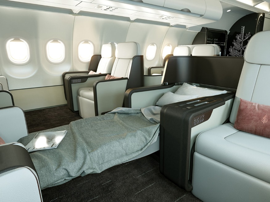 Each of the chairs boast an additional ottoman, so that passengers can grab a seat closer to a fellow companion. (Image: Four Seasons)
