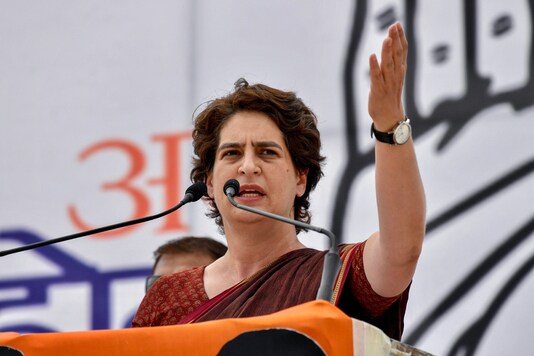 File image of Priyanka Gandhi addressing a public meeting. (Image : PTI)