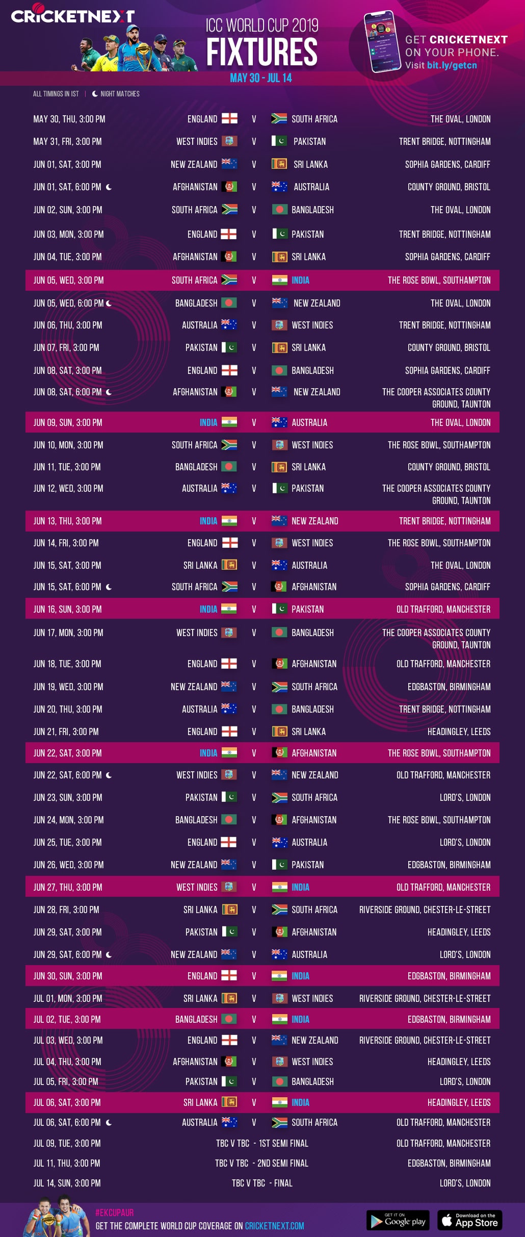 icc world cup schedule