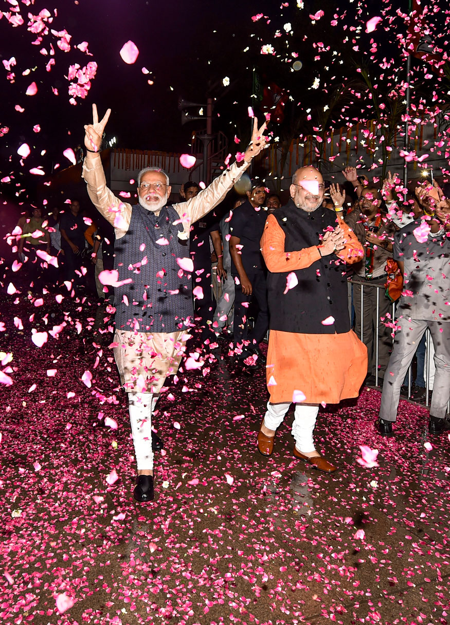 PHOTOS: Hero's Welcome for PM Narendra Modi at BJP HQ