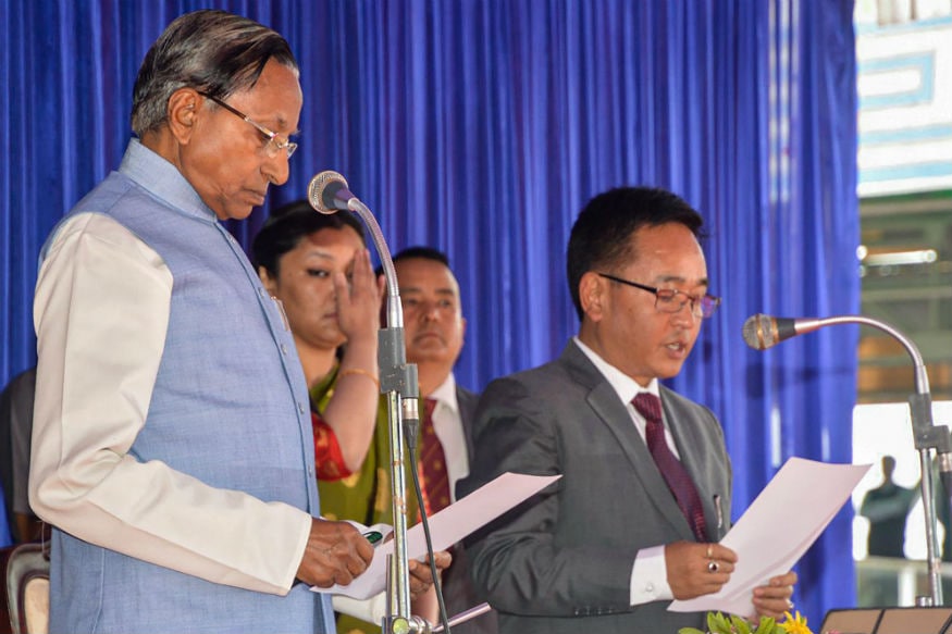 Golay sworn in as Sikkim CM ... SATURDAY A HOLIDAY....Sikkim Democratic Front leaders were conspicuous by their absence at the swearing-in Golay sworn in as Sikkim CM ... SATURDAY A HOLIDAY....Sikkim Democratic Front leaders were conspicuous by their absence at the swearing-in