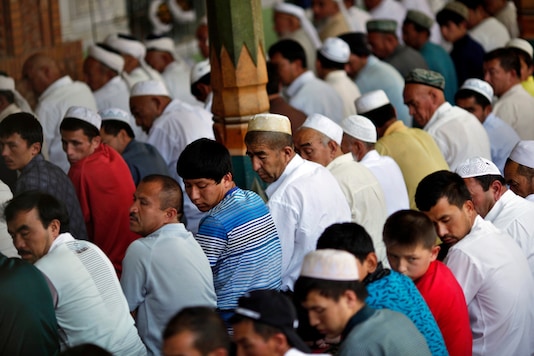 Uighur men pray at a mosque during Ramadan in Kashgar city in Xinjiang province. (Reuters File) 