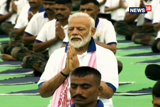 File photo of PM Narendra Modi practising yoga. 