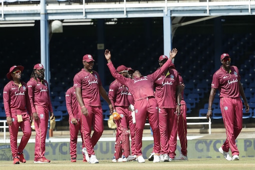 West Indies bowler Sheldon Cottrell celebrates after trapping India batsman Shikhar Dhawan (Image: AP)