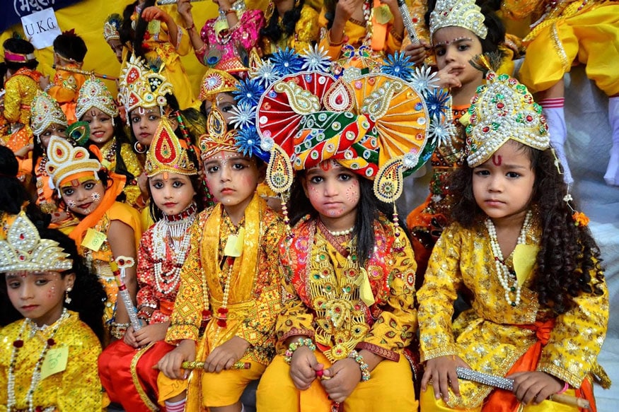 cute baby in kanha dress