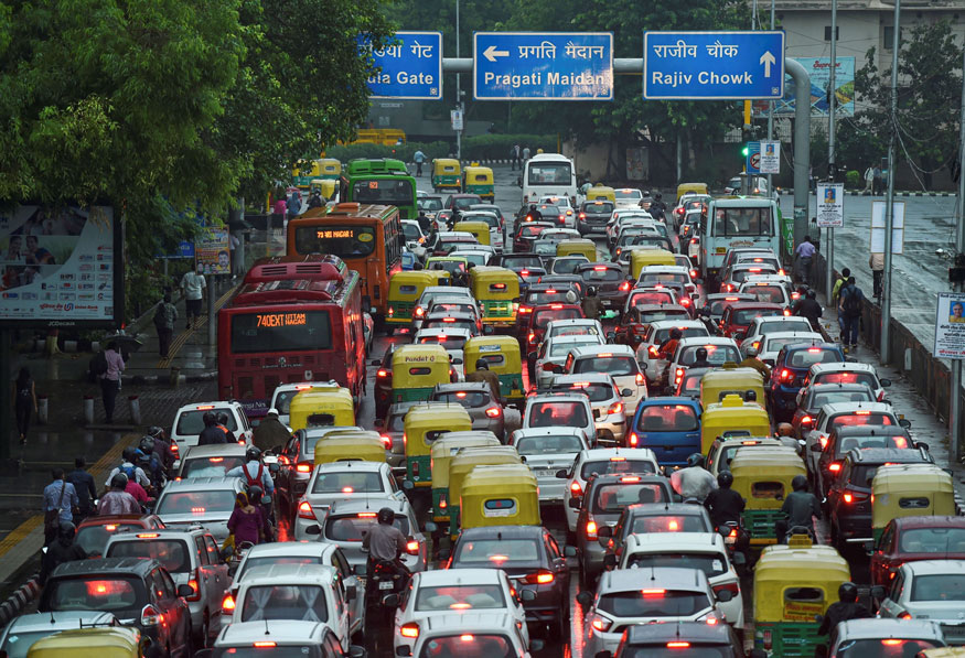 A view of a traffic jam at ITO during a heavy downpour, in New Delhi. (Image: PTI)