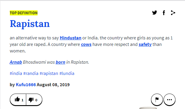Urban Dictionary India 'Rapistan' We Don't Know How to