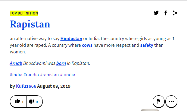 Urban Dictionary Calls India 'Rapistan' and We Don't Know