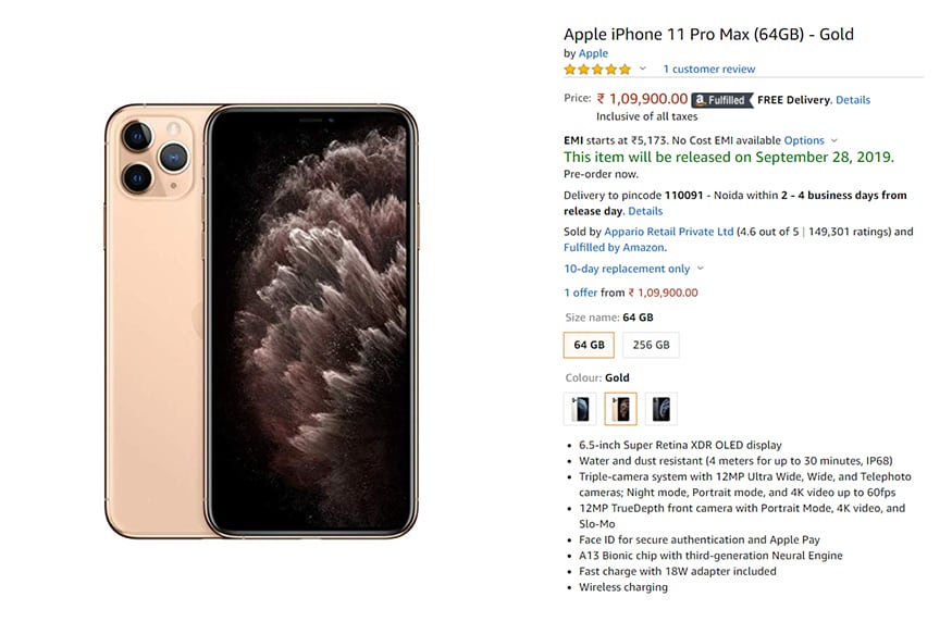 Apple iPhone 11 Pro, iPhone 11 Pro Max Last Minute Pre-Orders on Amazon India - News18