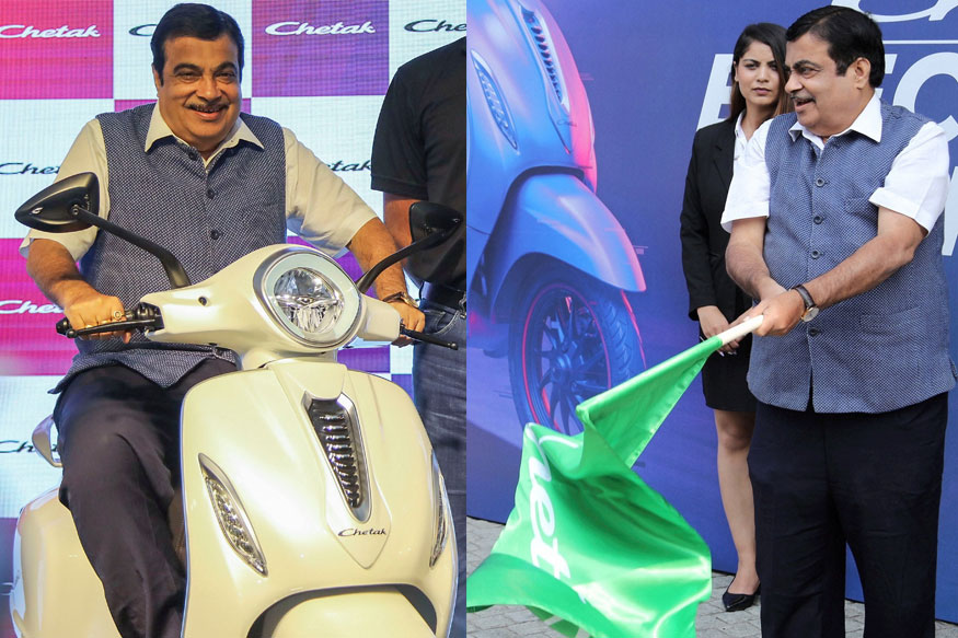 Pics Nitin Gadkari Unveils Bajaj Chetak Electric Scooter In