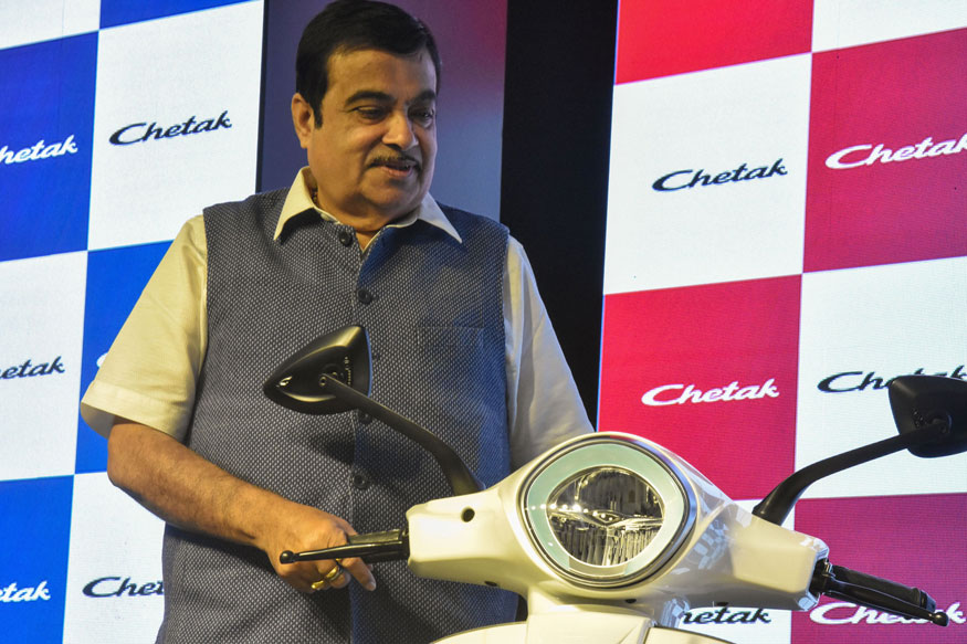 PICS Nitin Gadkari Unveils Bajaj Chetak Electric Scooter in Delhi