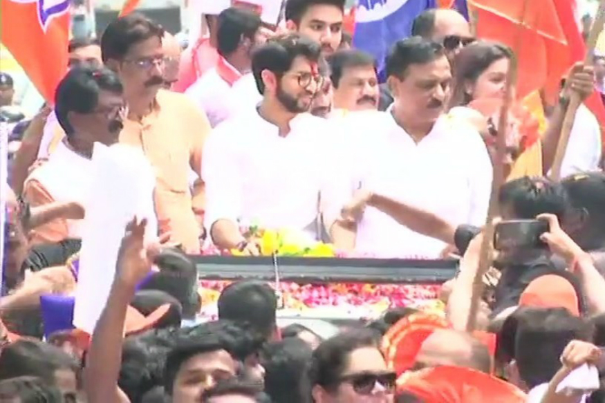 Aaditya Thackeray during his roadshow on Thursday.