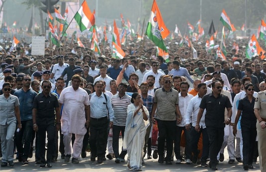 West Bengal Chief Minister Mamata Banerjee leads a protest against a new citizenship law in Kolkata. (Image: AP) West Bengal Chief Minister Mamata Banerjee leads a protest against a new citizenship law in Kolkata. (Image: AP)