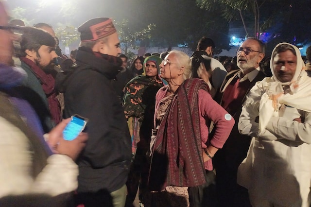 File photo: Activist Medha Patkar during anti-CAA protest at Delhi's Jantar Mantar on Thursday (Credit: Runjhun Sharma/CNN-News18)