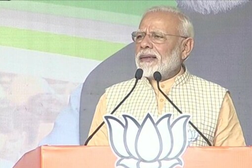 PM Narendra Modi addresses an election rally in Jharkhand.