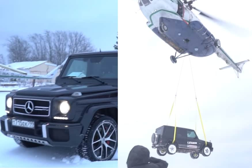 Watch Disgruntled Russian Man Drops His Mercedes Amg G63 From A Helicopter