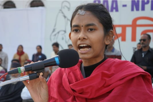 File photo: JNU Students' Union president Aishe Ghosh at an anti-CAA rally in Bhopal on Thursday. File photo: JNU Students' Union president Aishe Ghosh at an anti-CAA rally in Bhopal on Thursday.