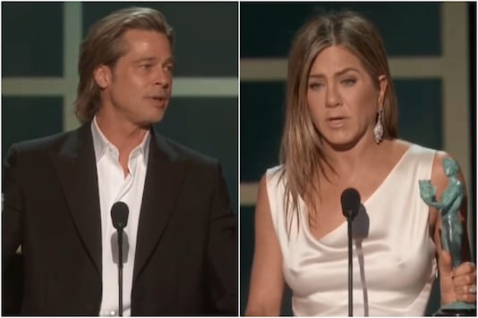 Jennifer Aniston (R), Brad Pitt (L)