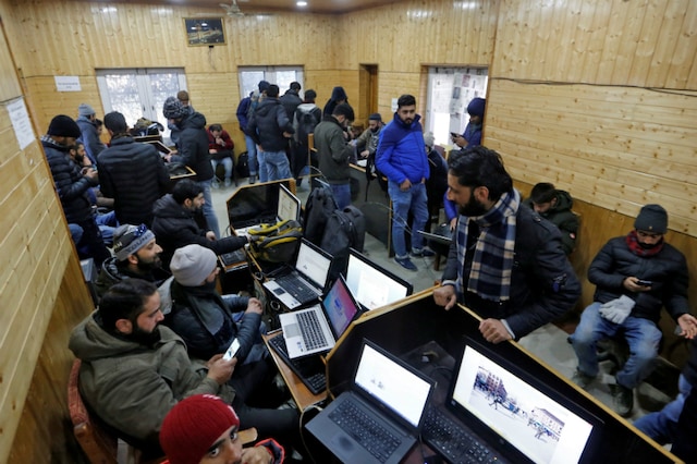 A file photo shows journalists using the internet at government-run media centre in Srinagar. (Reuters)