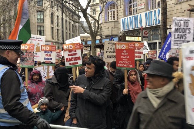 People protested against CAA and NRC outside Indian High Commission in London on Saturday (Sanjay Suri/CNN News18)