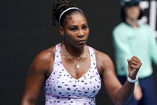 United States' Serena Williams reacts after winning a point against Russia's Anastasia Potapova during their first round singles match at the Australian Open tennis championship in Melbourne. (Image: AP)