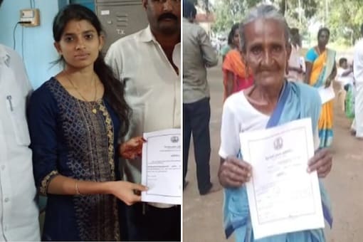 21-year-old Sandhya Rani and 79-year-old Veerammal  after winning in the local body polls in Tamil Nadu. 