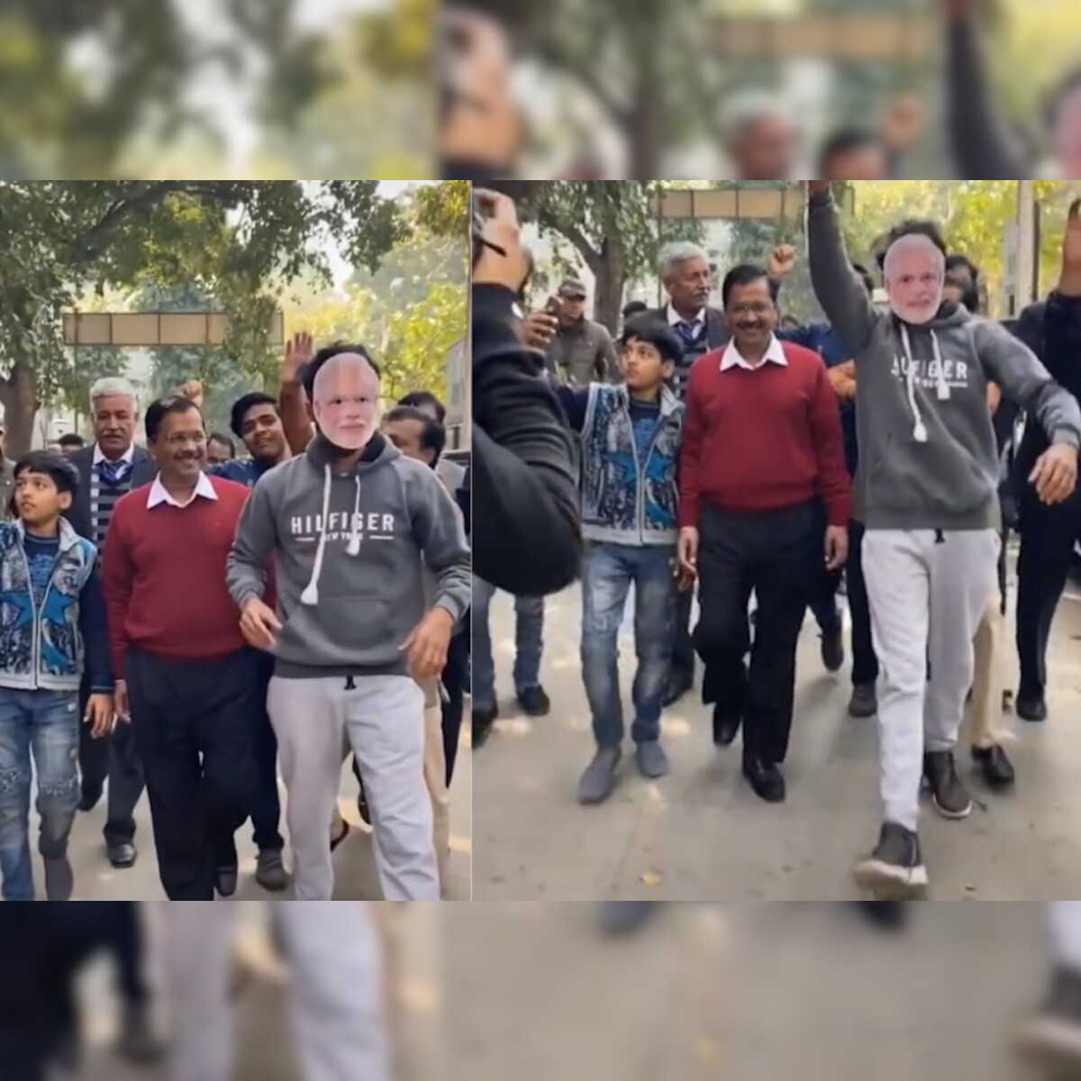Tiktok Star Puts On Modi Mask While Walking Next To Arvind Kejriwal In Rally And We Re Very Confused