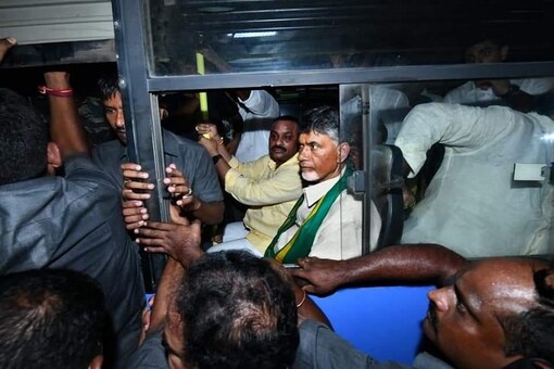 Former CM and TDP president Chandrababu Naidu detained in Vijayawada. (News18)