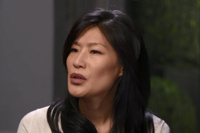 A video grab of  Evelyn Yang in conversation with CNN. 