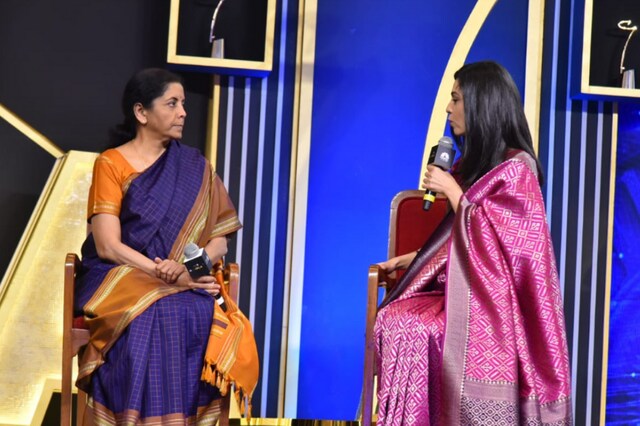 Finance Minister Nirmala Sitharaman speaks at the India Business Leader Awards. (Image: Twitter/@CNBCTV18News)
