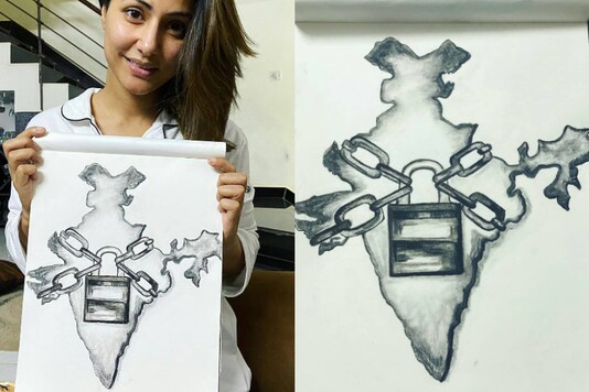 Hina Khan Expresses The State Of India Amid Lockdown, Sketches The ...