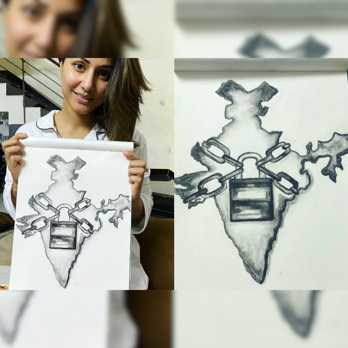 Hina Khan Expresses The State Of India Amid Lockdown Sketches The Country In Lock And Chain
