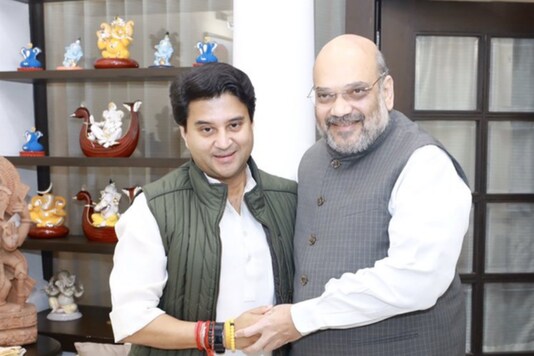 Jyotiraditya Scindia with Amit Shah.