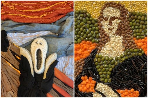 From Edward Munch's 'Scream' to Leonardo Da Vinci's 'Mona Lisa', Russians have been taking isolation art to the next level of DIY 
 Image credit: Reuters
