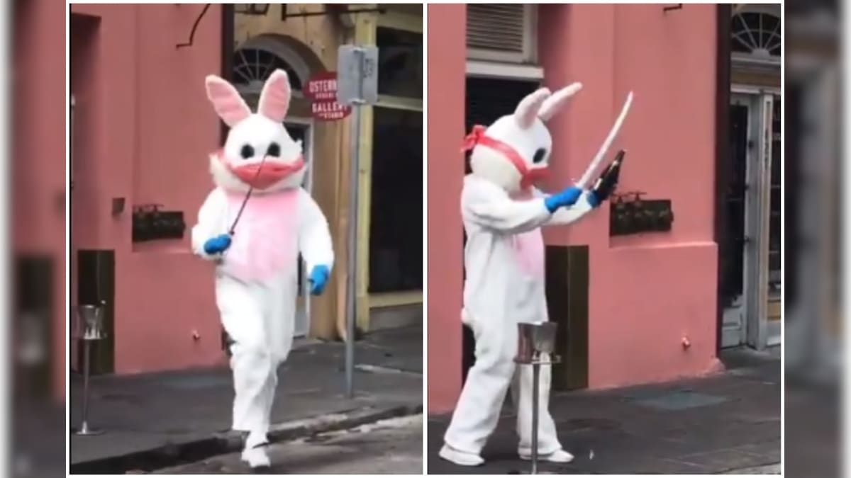 Easter Bunny with Sword Asking People to Stay Home in New Orleans is Creeping Twitter Out News18