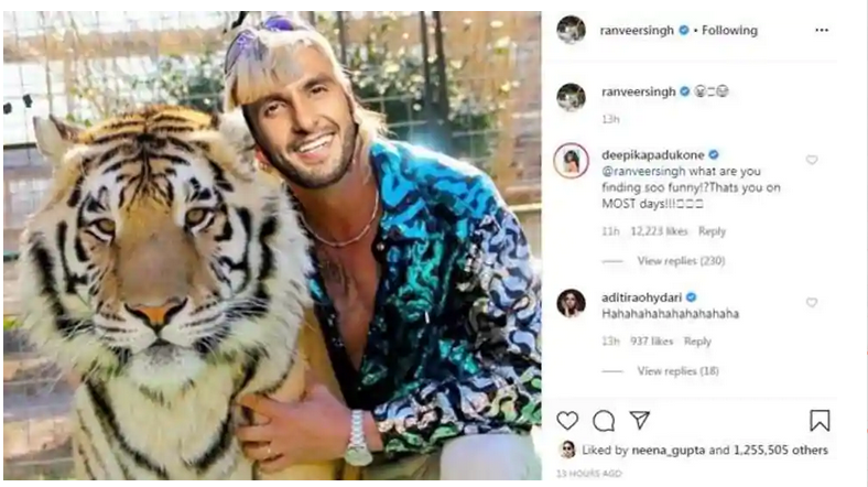 Deepika Padukone Trolls Ranveer Singh For Tiger King Meme, Asks 'What Are You Finding So Funny?' Deepika Padukone Trolls Ranveer Singh For Tiger King Meme, Asks 'What Are You Finding So Funny?'