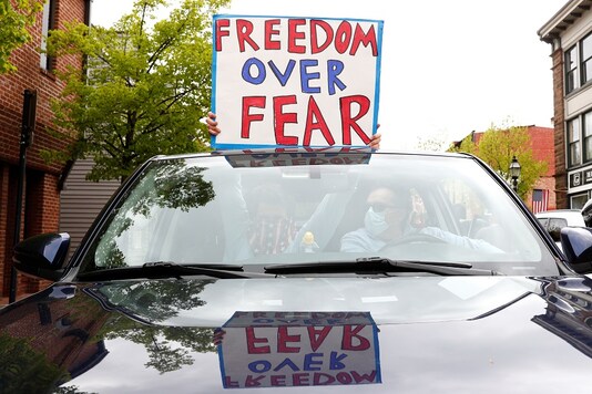 For representation: Protestors drive and honk their horns outside of the State House during a demonstration calling for the re-opening of the state of Maryland amidst the coronavirus disease (COVID-19) outbreak, in Annapolis, Maryland, US. (Reuters)