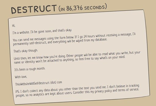 This Website Will Permanently Delete Itself If Nobody Writes A Message For It In 24 Hours